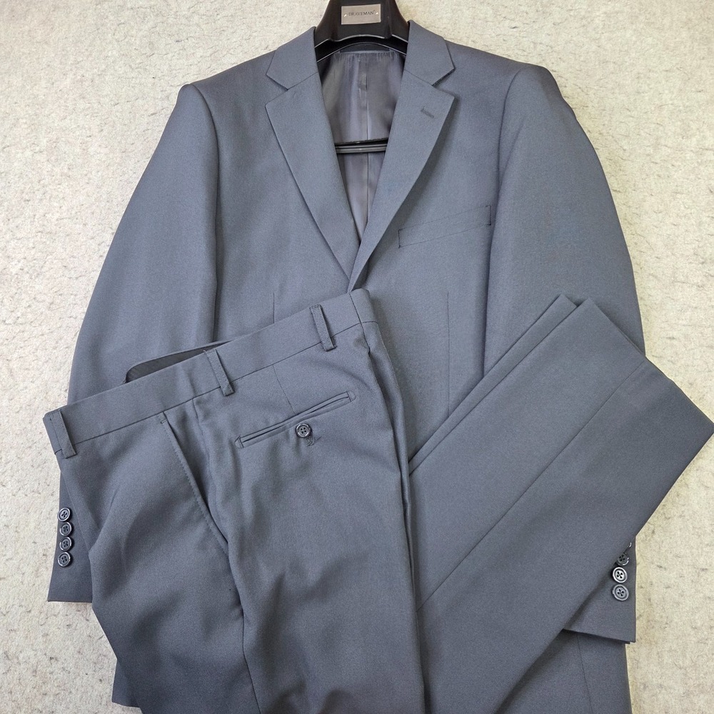 Braveman 2 Piece Suit Jacket Pants Mens 38R 30x30 Blue 2 Button Business NEW